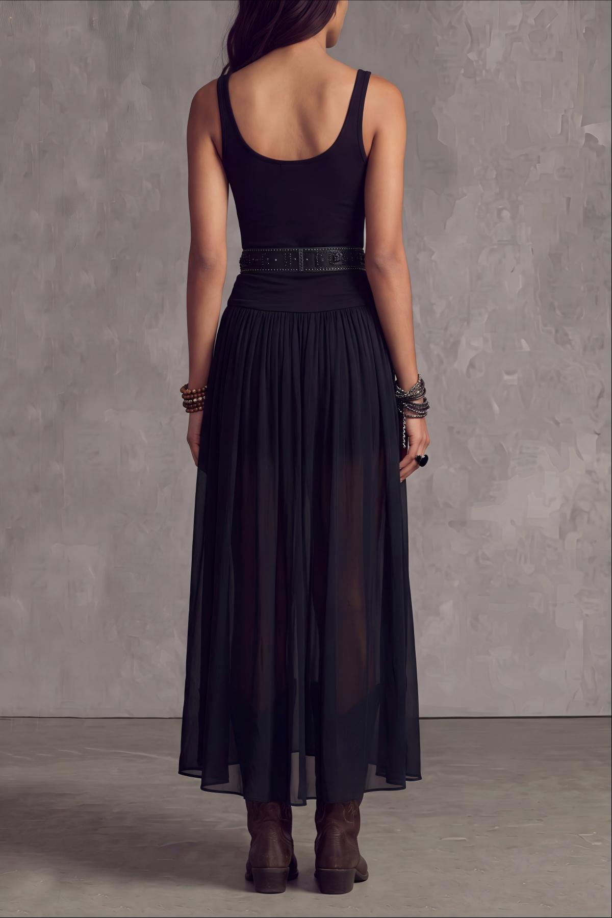 Rovellea U Neck Chiffon Maxi Dress