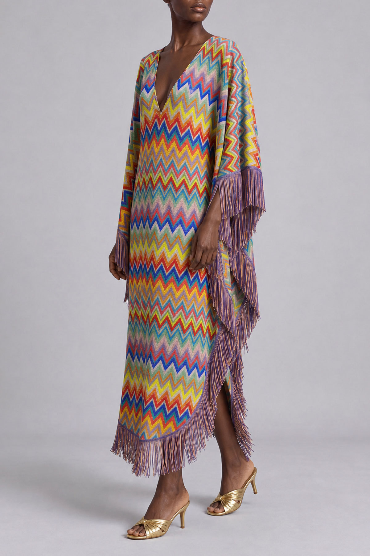 Ruby Rainbow Knit Fringe Midi Dress