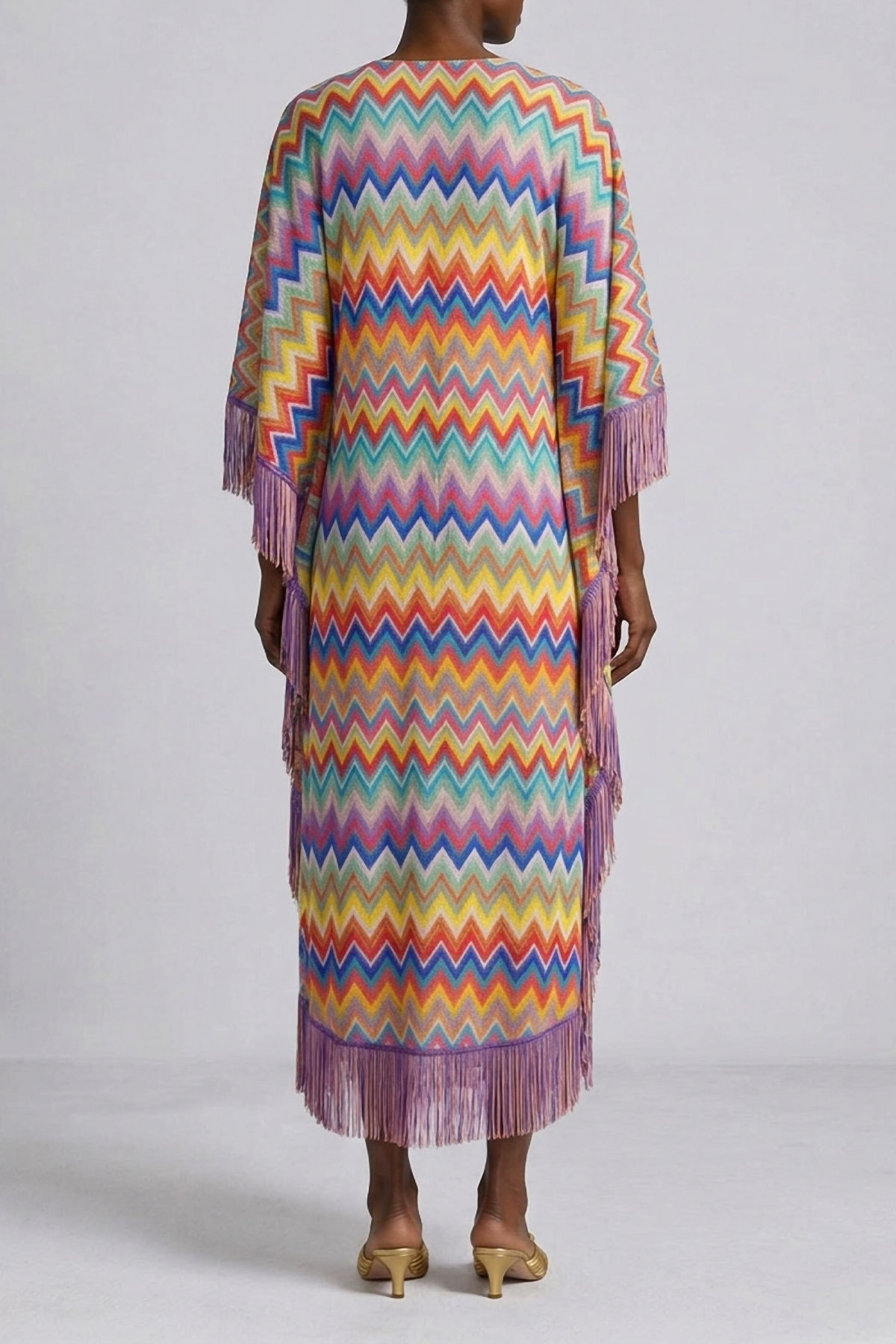 Ruby Rainbow Knit Fringe Midi Dress