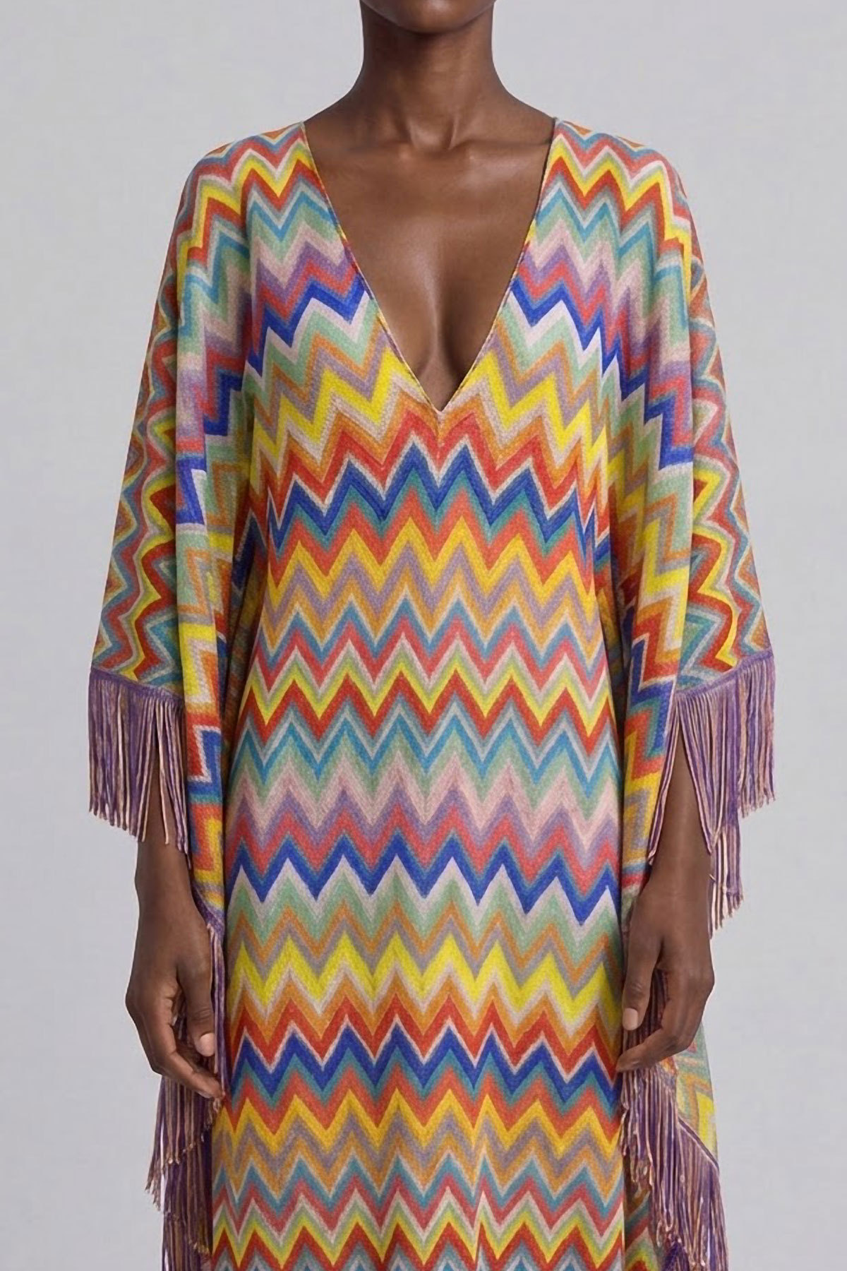 Ruby Rainbow Knit Fringe Midi Dress