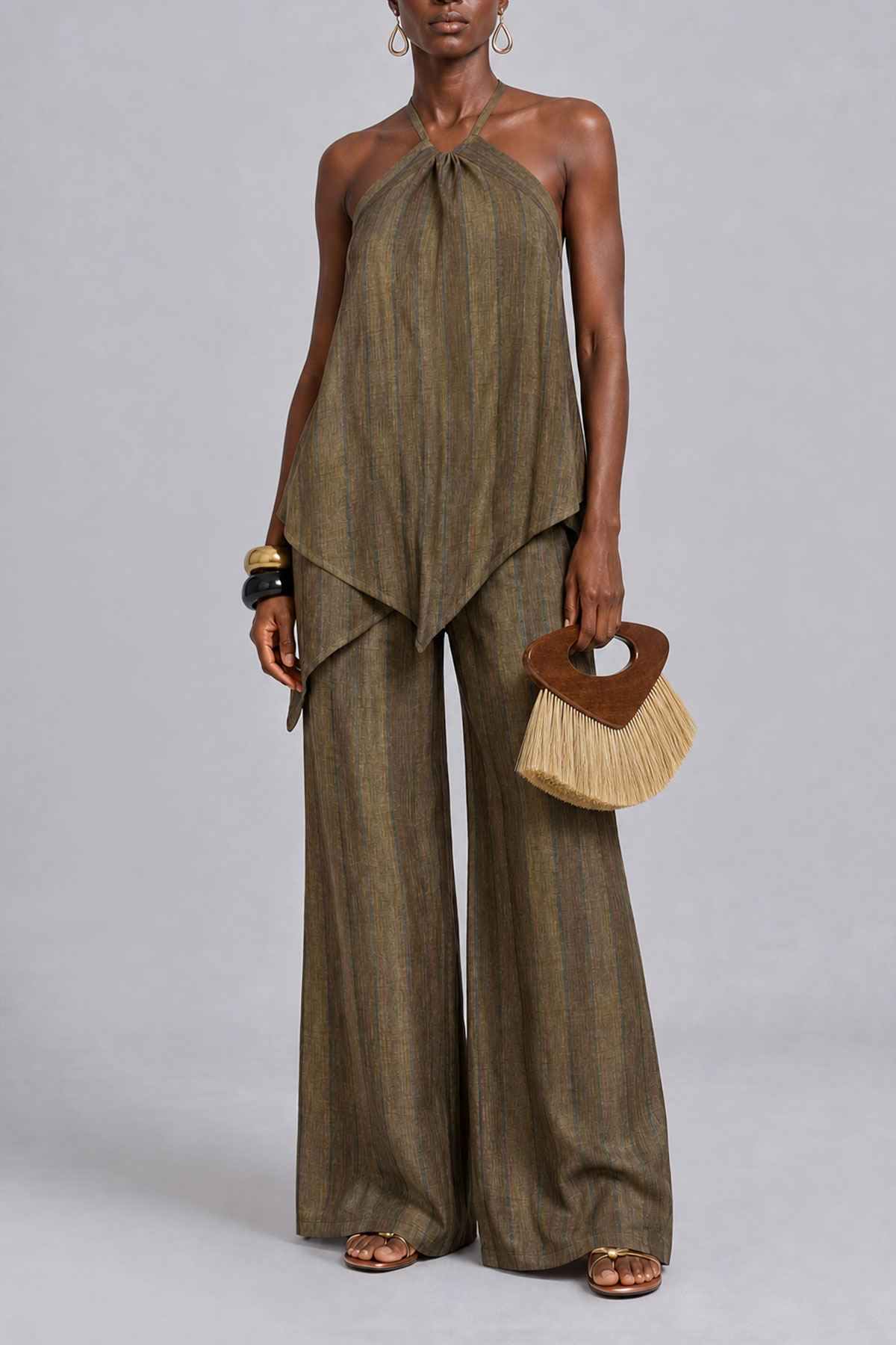 Sabrina Asymmetrical Stripe Pants Set