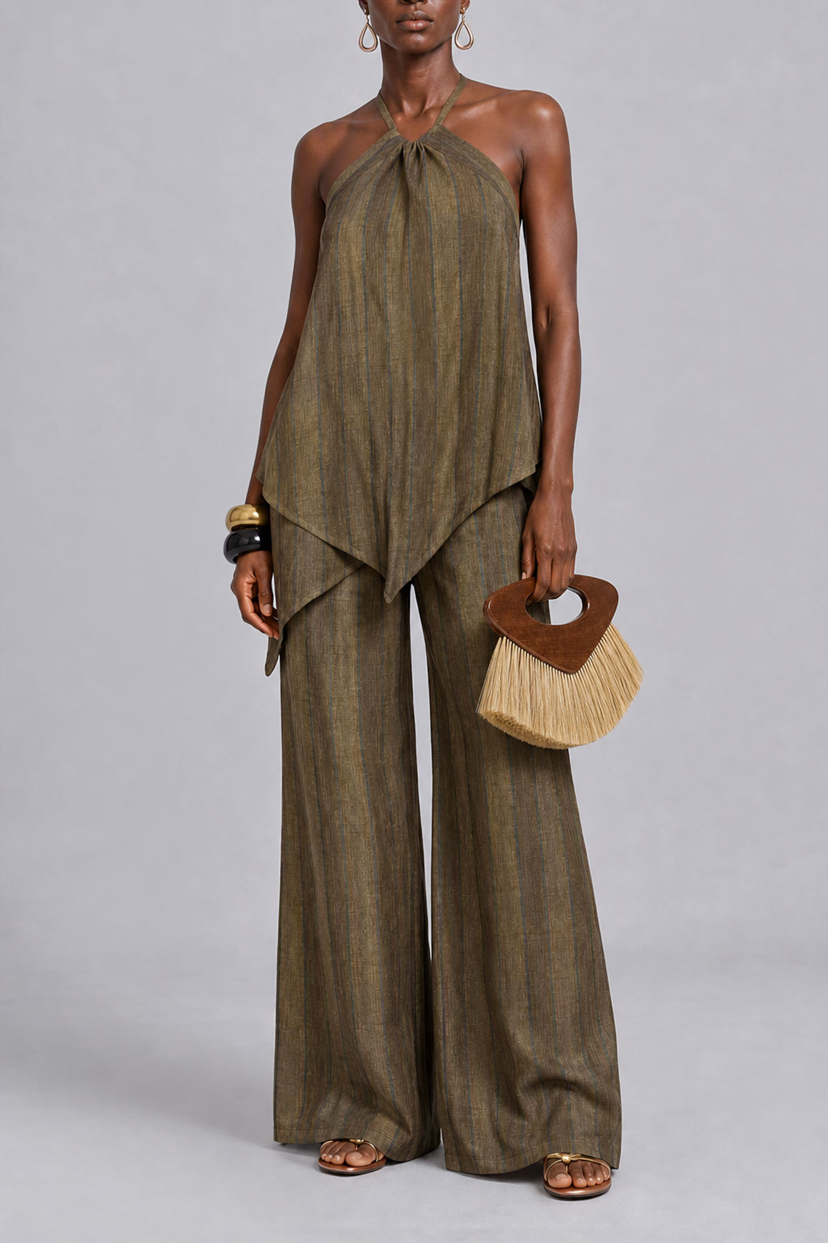 Sabrina Asymmetrical Stripe Pants Set