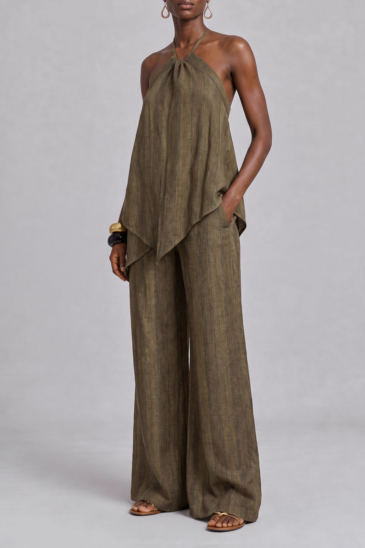 Sabrina Asymmetrical Stripe Pants Set
