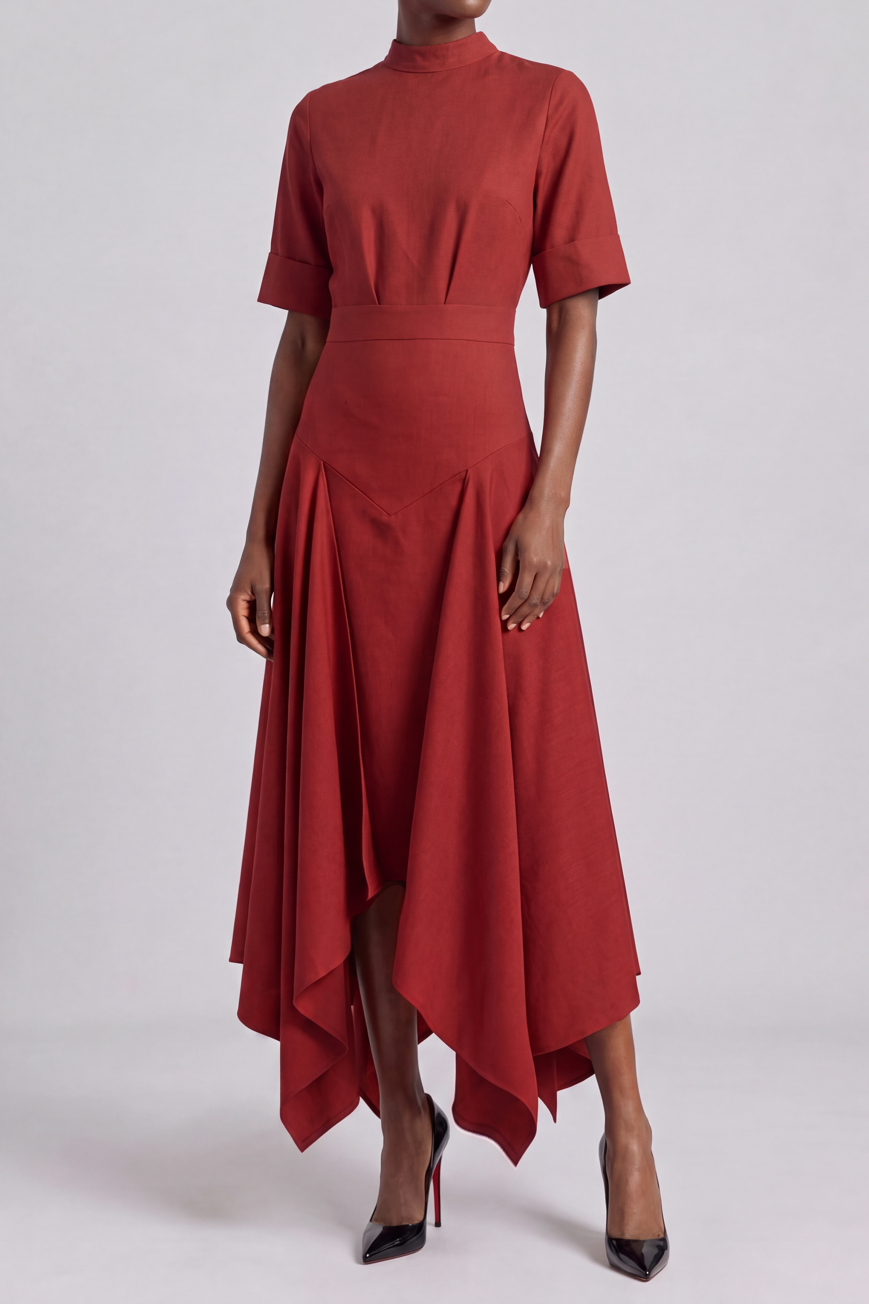Sasha Asymmetrical Tie Up Midi Dress