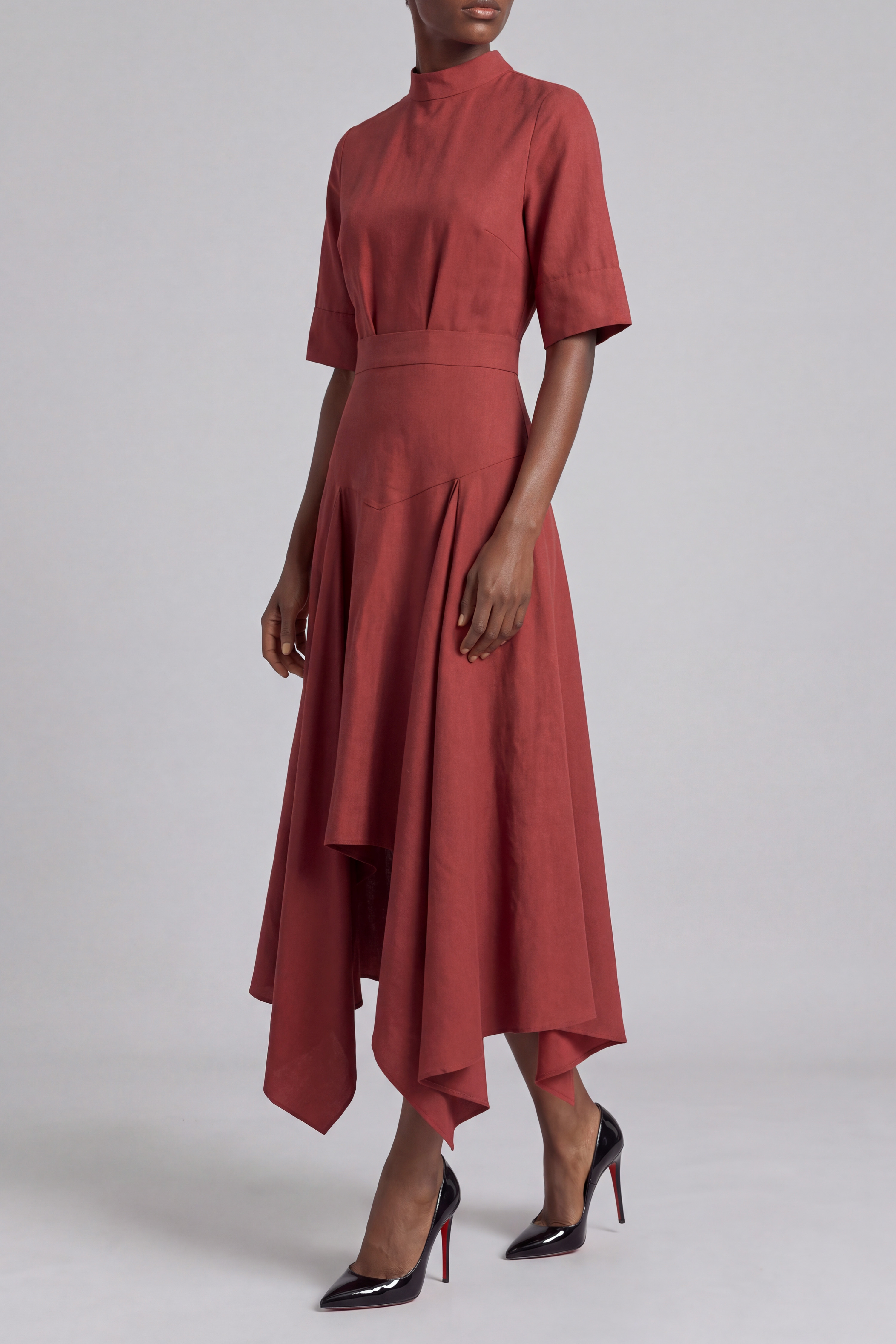 Sasha Asymmetrical Tie Up Midi Dress