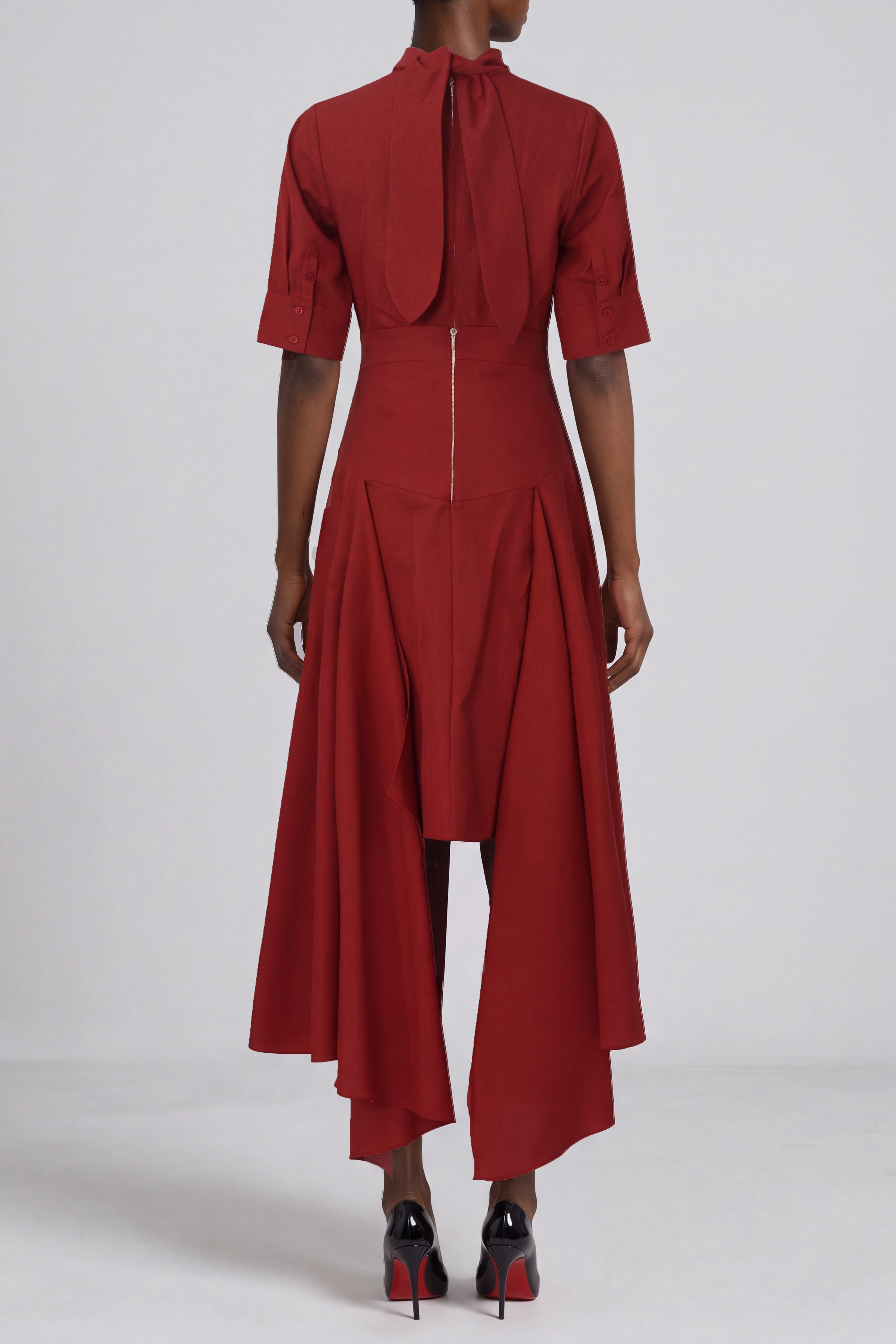 Sasha Asymmetrical Tie Up Midi Dress