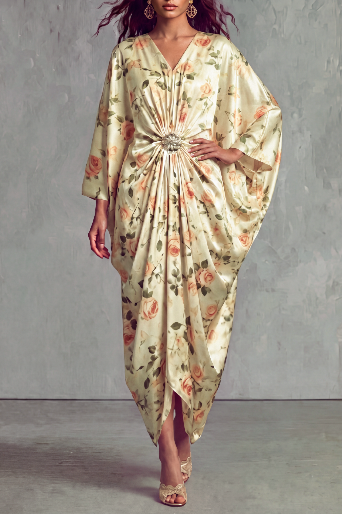 Skye Rose Print Crystal Maxi Dress