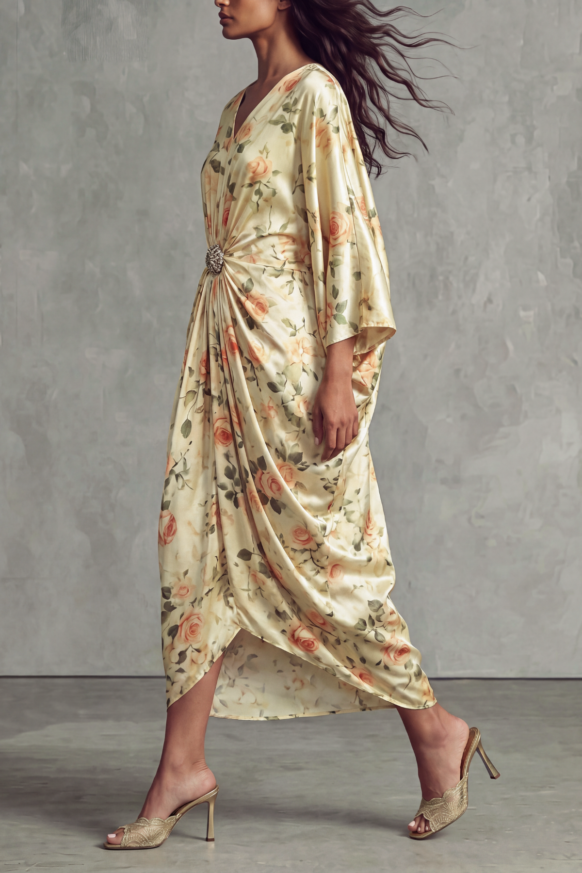 Skye Rose Print Crystal Maxi Dress