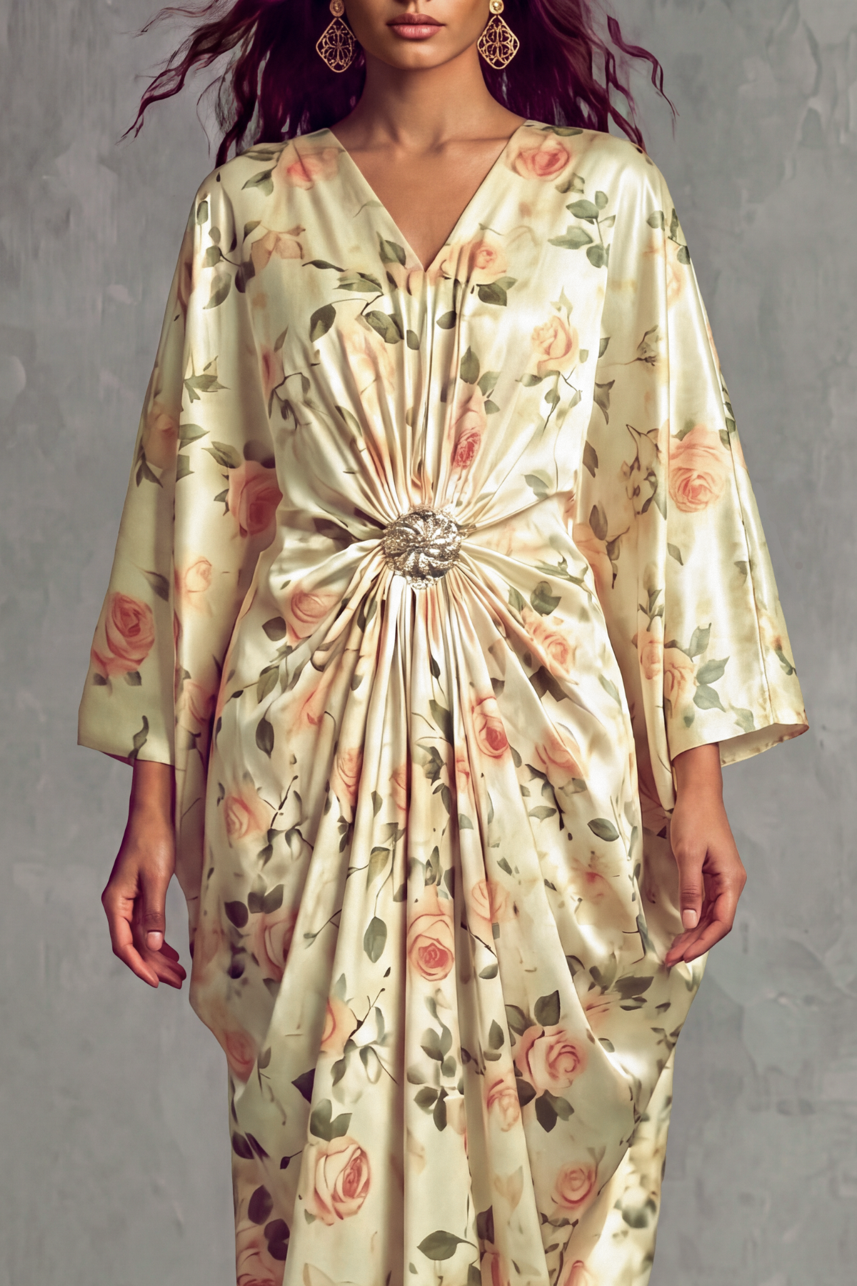 Skye Rose Print Crystal Maxi Dress