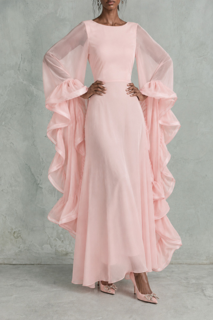 Solana Ruffled Sleeves Chiffon Maxi Dress