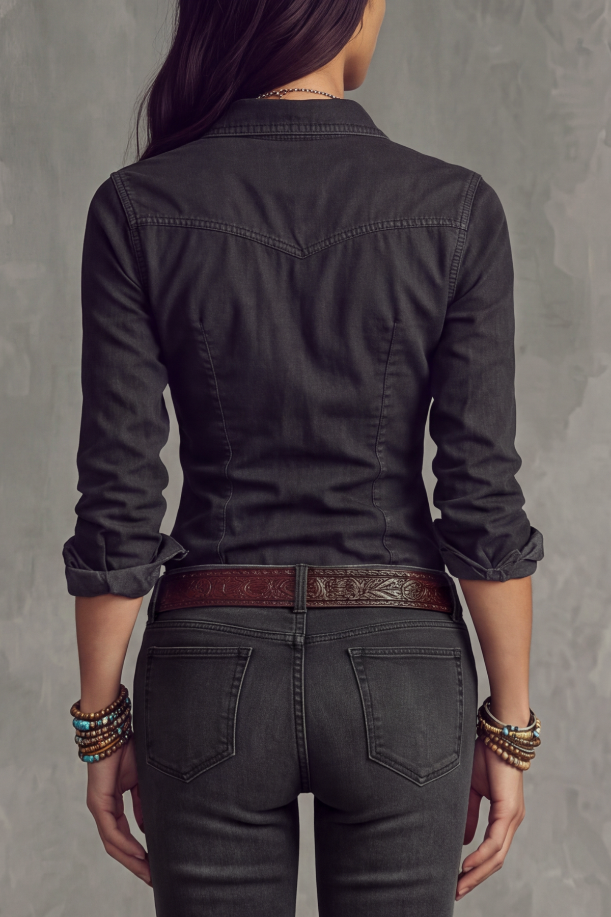 Solvyn Long Sleeve Denim Zip Shirt
