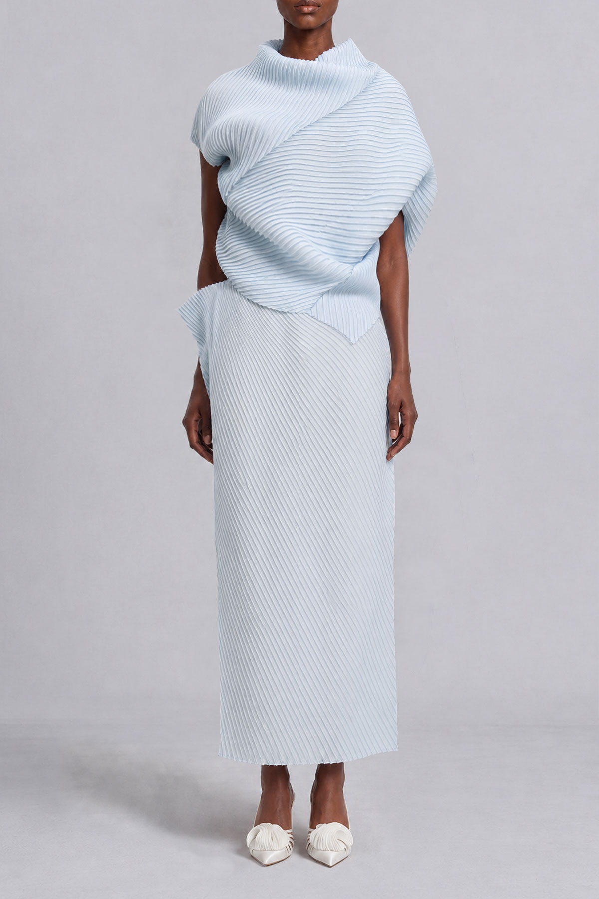 Summer Asymmetrical Pleated Skirt Set