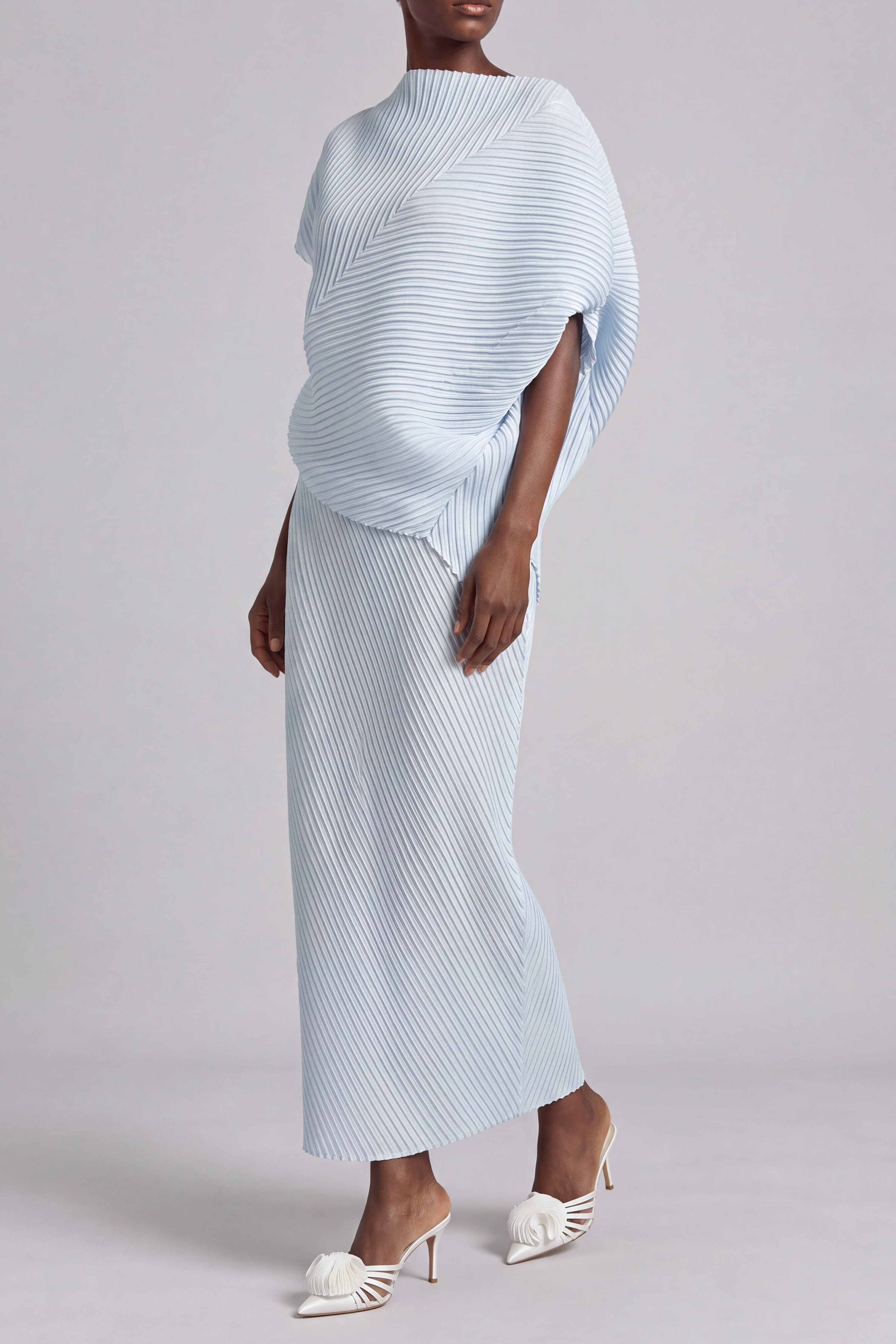 Summer Asymmetrical Pleated Skirt Set