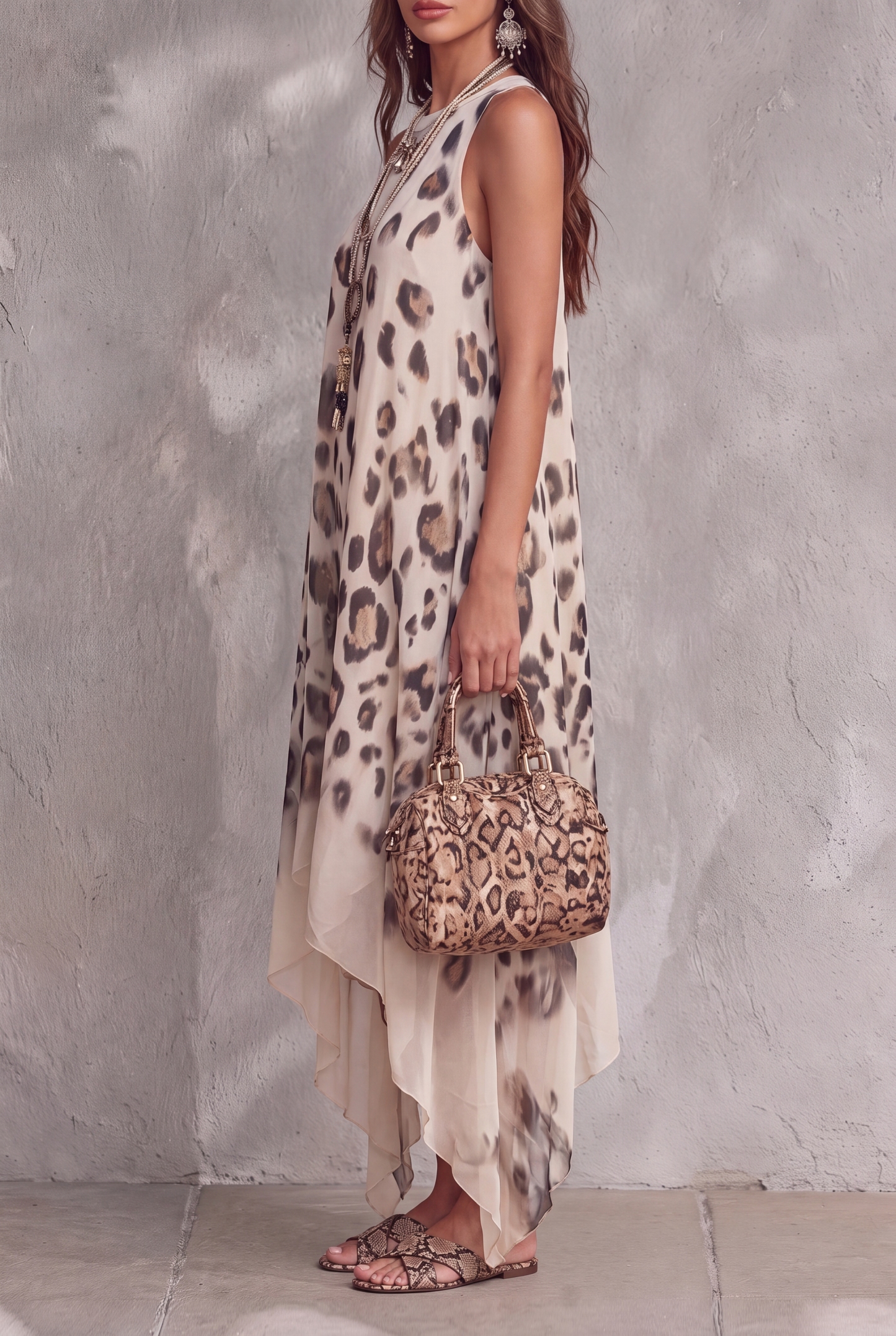 Sylvorax Halter Neck Leopard Print Maxi Dress