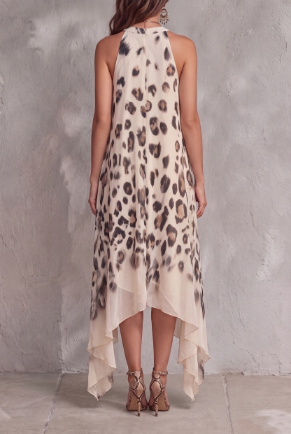 Sylvorax Halter Neck Leopard Print Maxi Dress