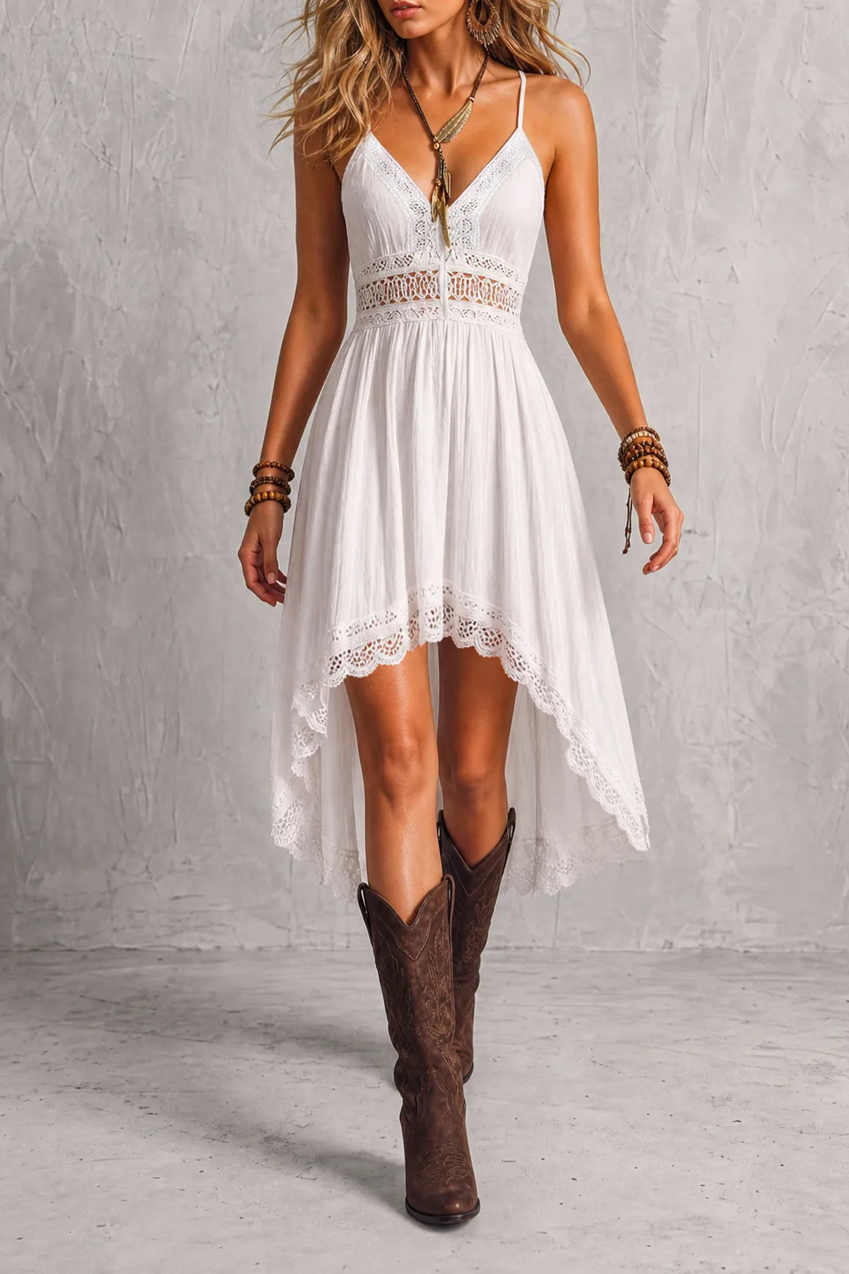 Talyne Spaghetti Lace Midi Dress