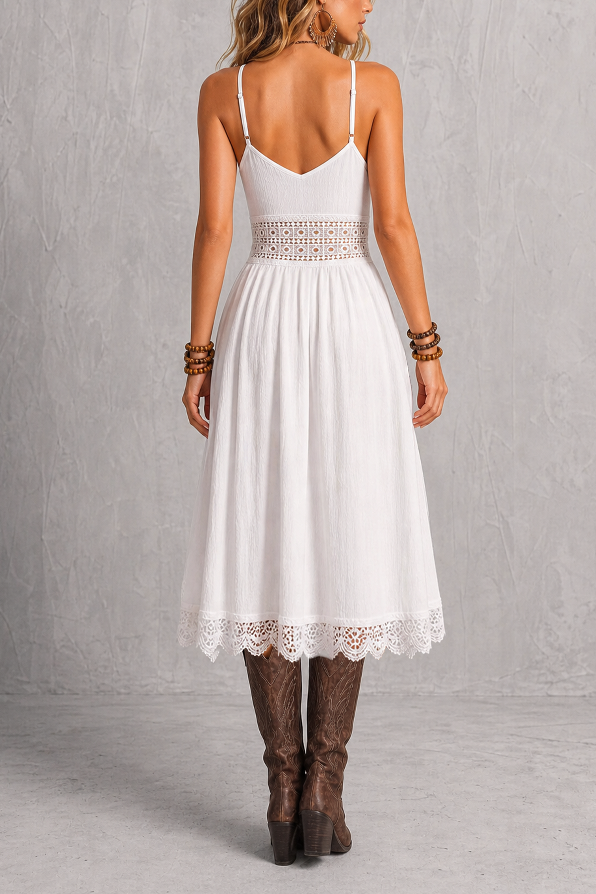 Talyne Spaghetti Lace Midi Dress