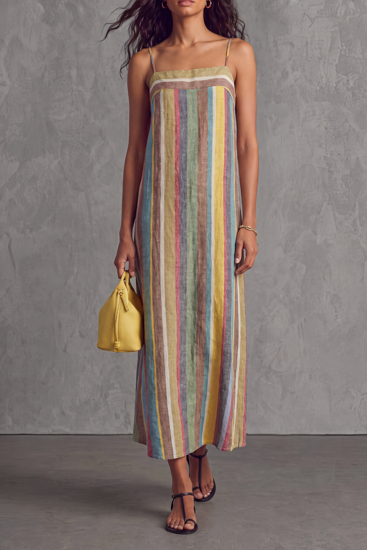 Tessa Spaghetti Stripe Midi Dress