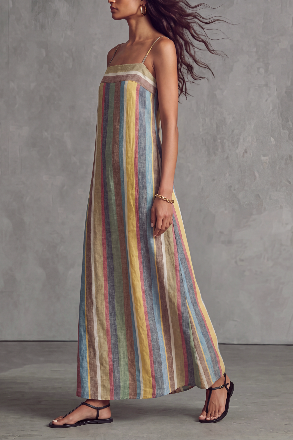 Tessa Spaghetti Stripe Midi Dress