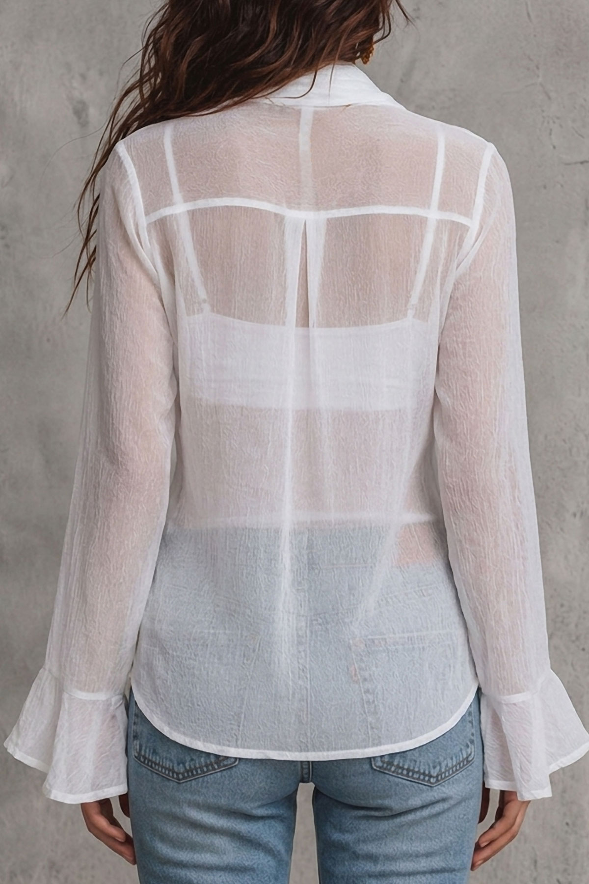 Thea Tied Knot Sheer Shirt Blouse