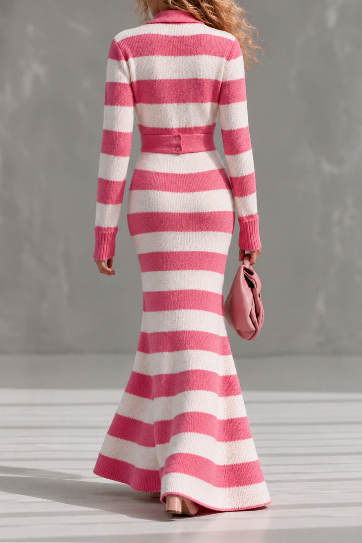 Thisbe Button Stripe Knit Maxi Dress
