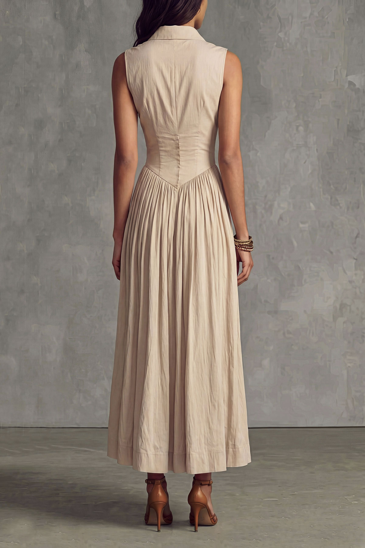 Vaelyn Sleeveless Button Midi Dress