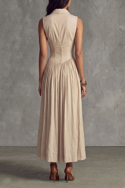 Vaelyn Sleeveless Button Midi Dress