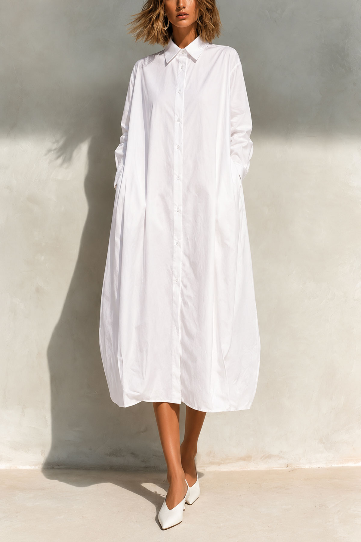Valentina Button Shirt Midi Dress