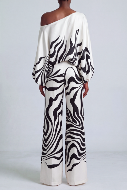 Valeria Off Shoulder Print Pants Set