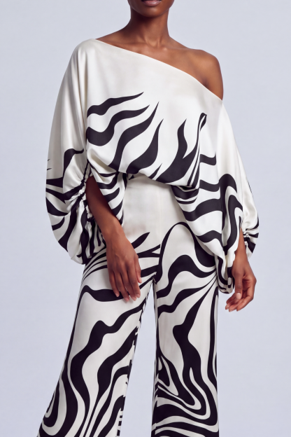Valeria Off Shoulder Print Pants Set