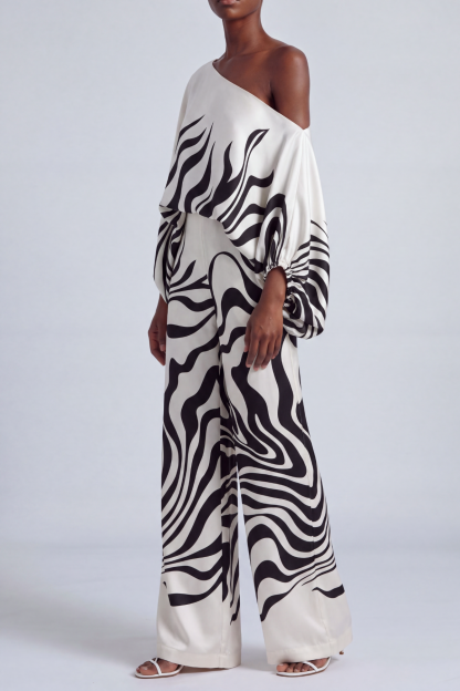 Valeria Off Shoulder Print Pants Set