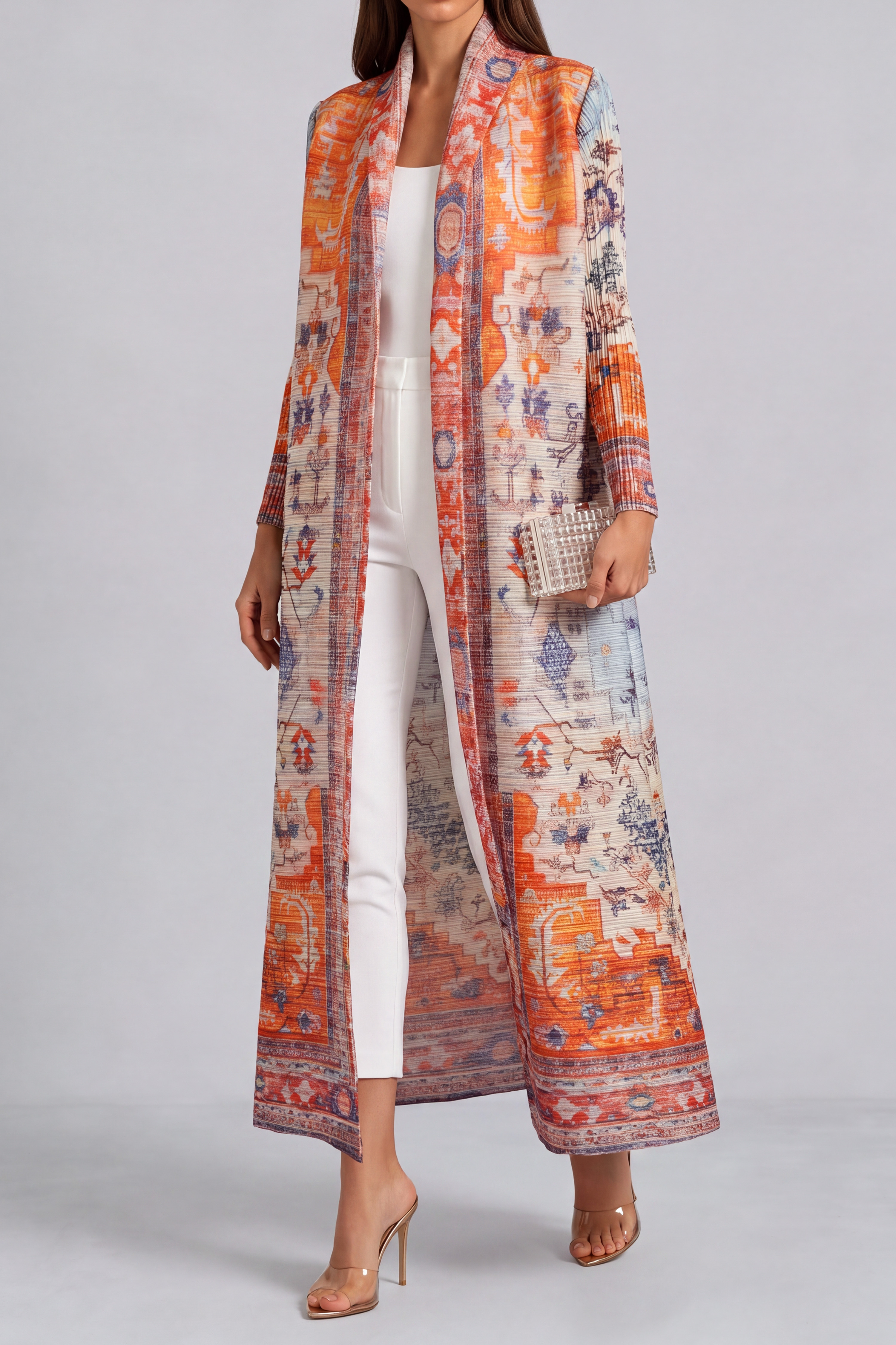 Vanessa Print Pleated Abaya Kimono 