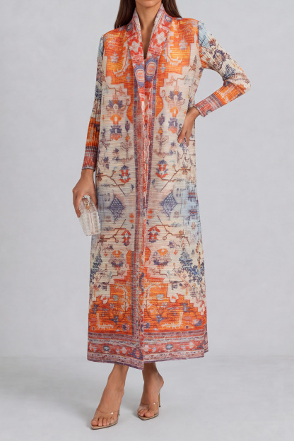 Vanessa Print Pleated Abaya Kimono 