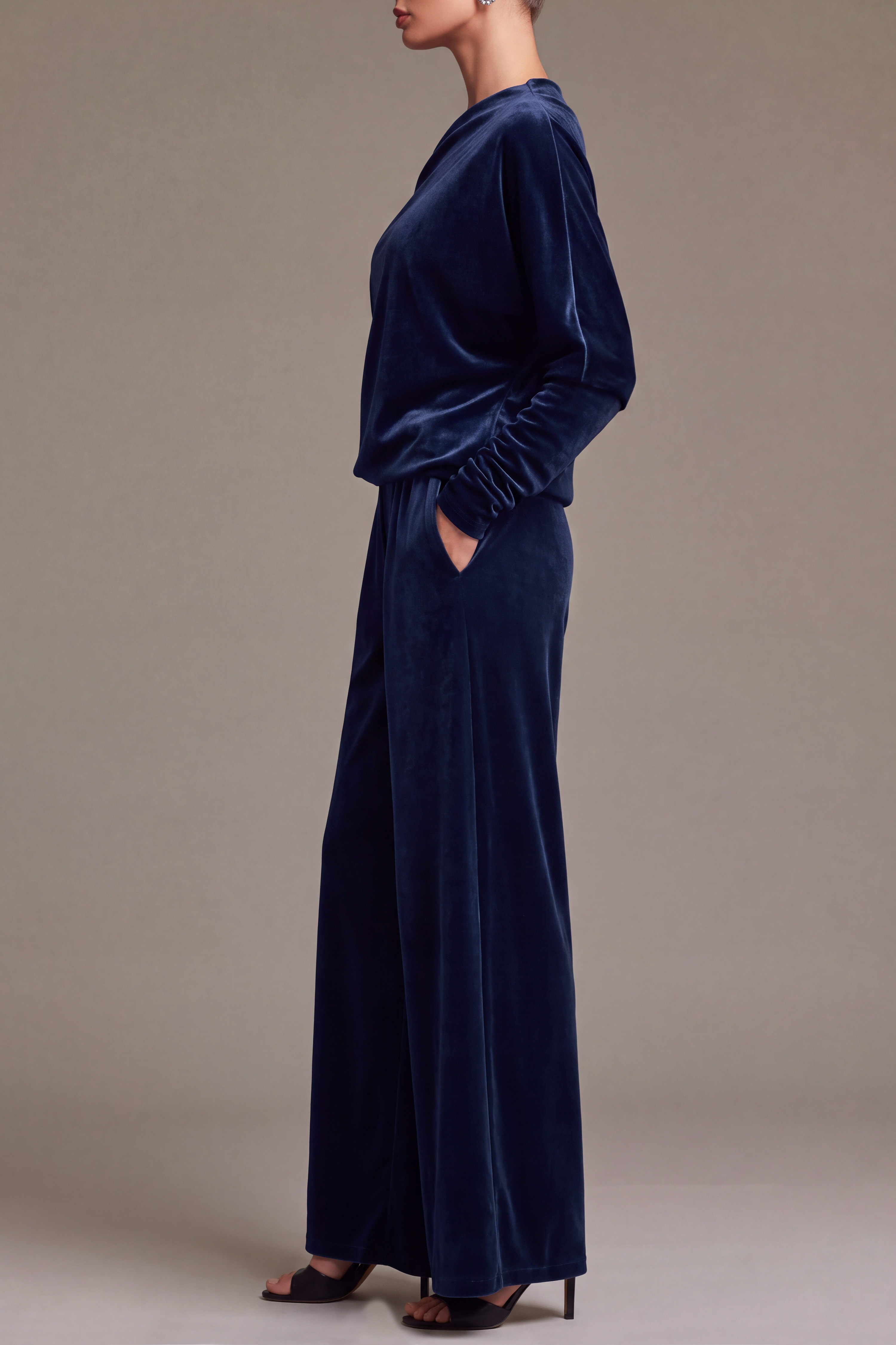Vanya One Shoulder Velvet Pants Set