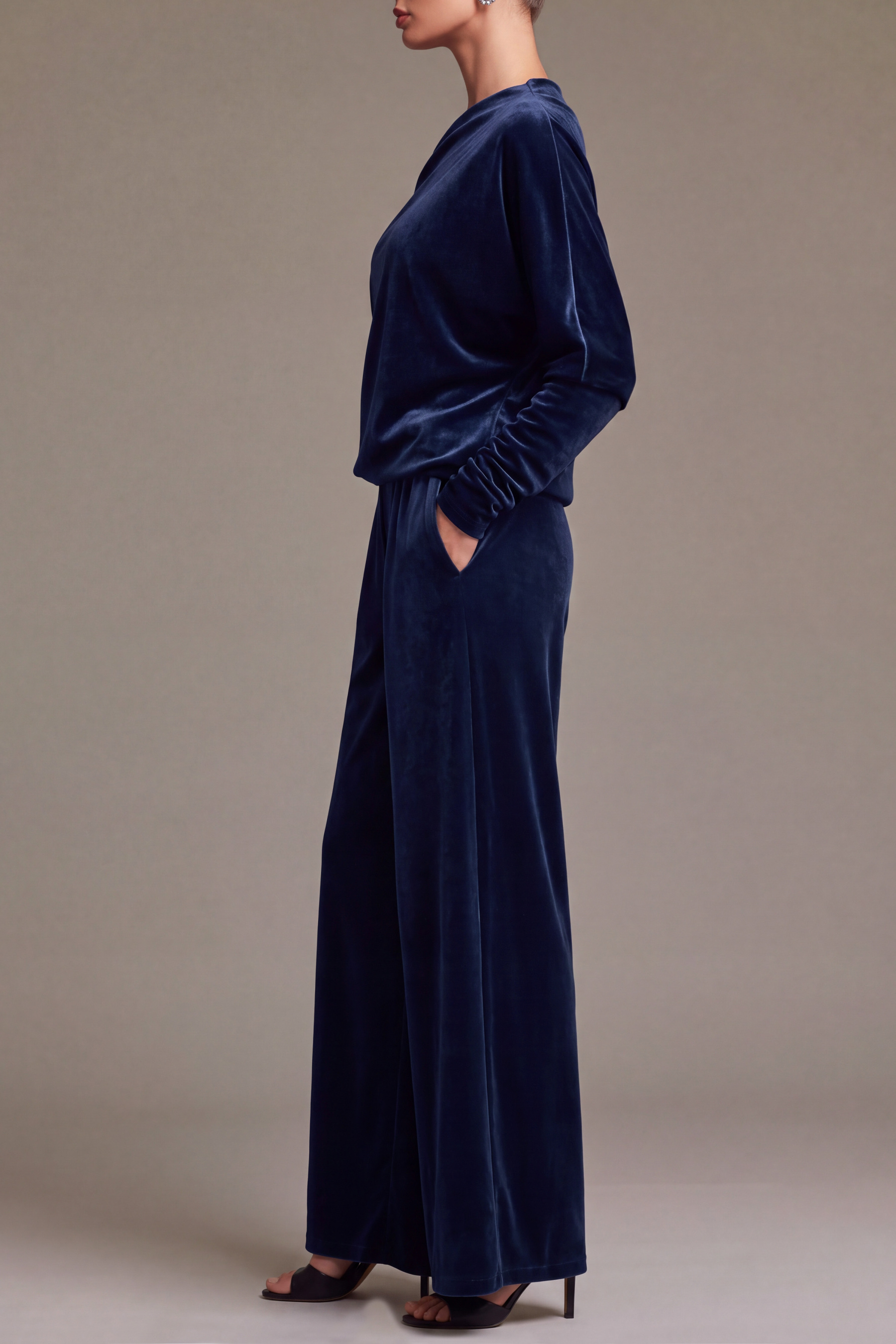 Vanya One Shoulder Velvet Pants Set