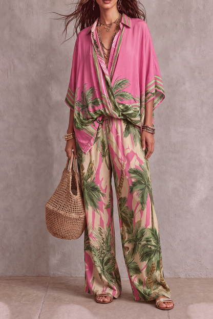 Vera Batwing Sleeve Print Pants Set