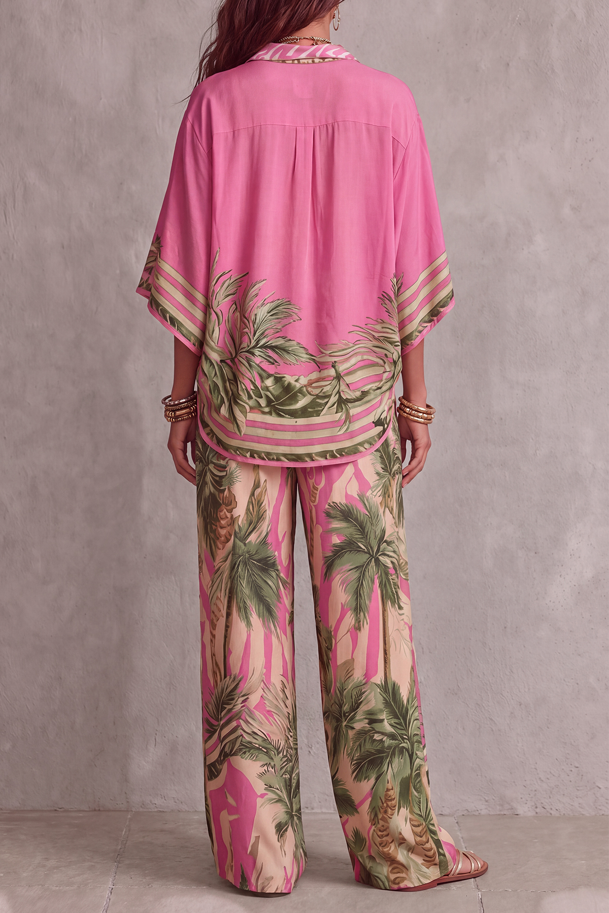 Vera Batwing Sleeve Print Pants Set