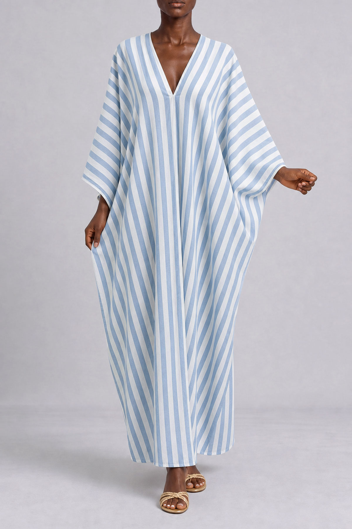Veronica Plunge Neck Stripe Maxi Dress