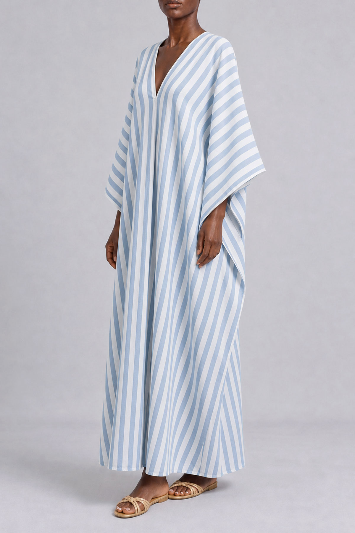 Veronica Plunge Neck Stripe Maxi Dress