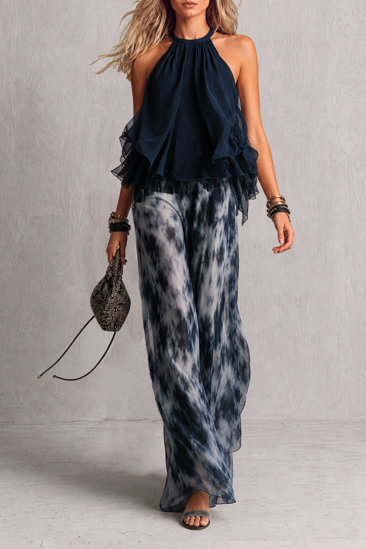 Vireva Halter Neck Tie Dye Pants Set