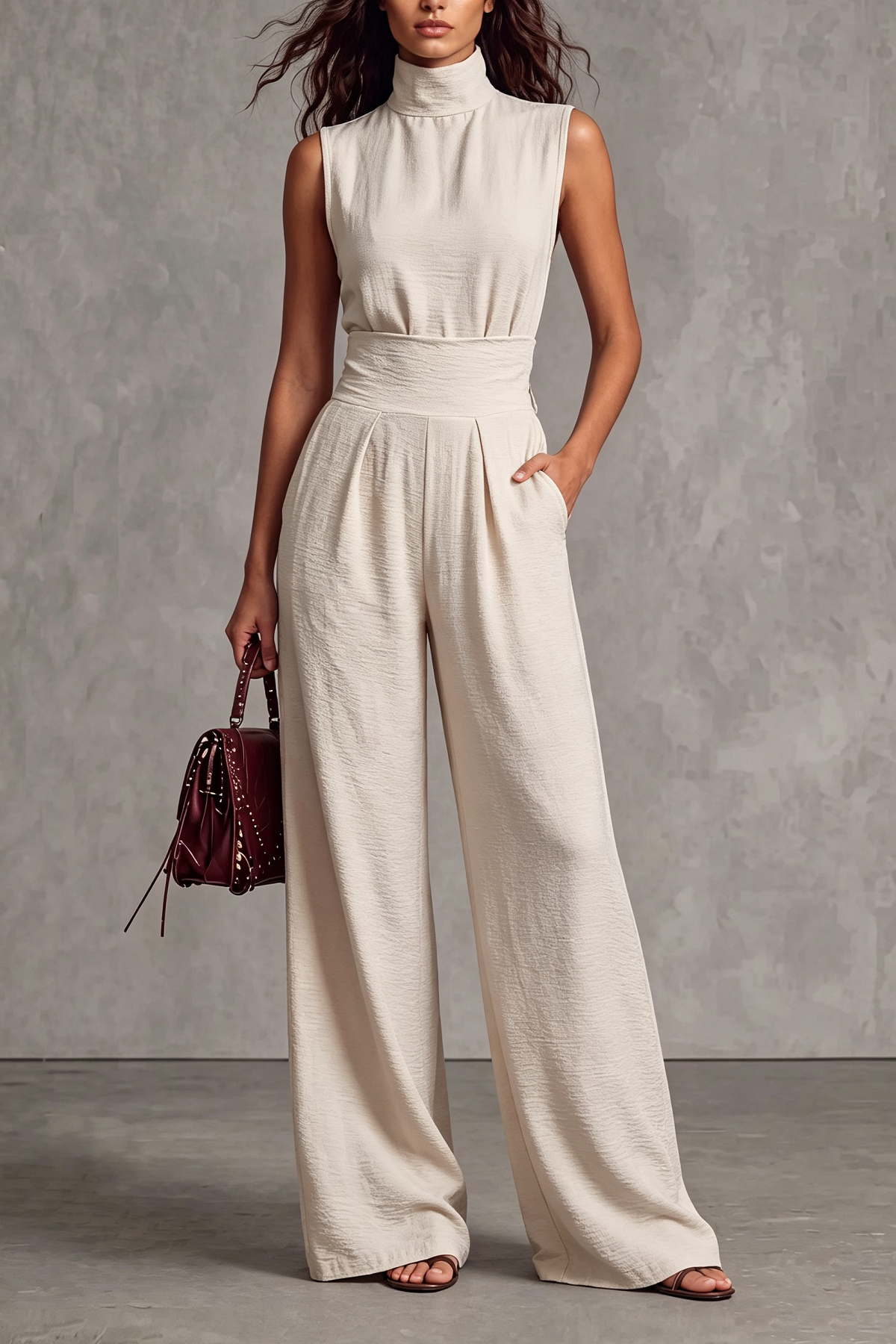 Vynelle Sleeveless Wide Leg Pants Set