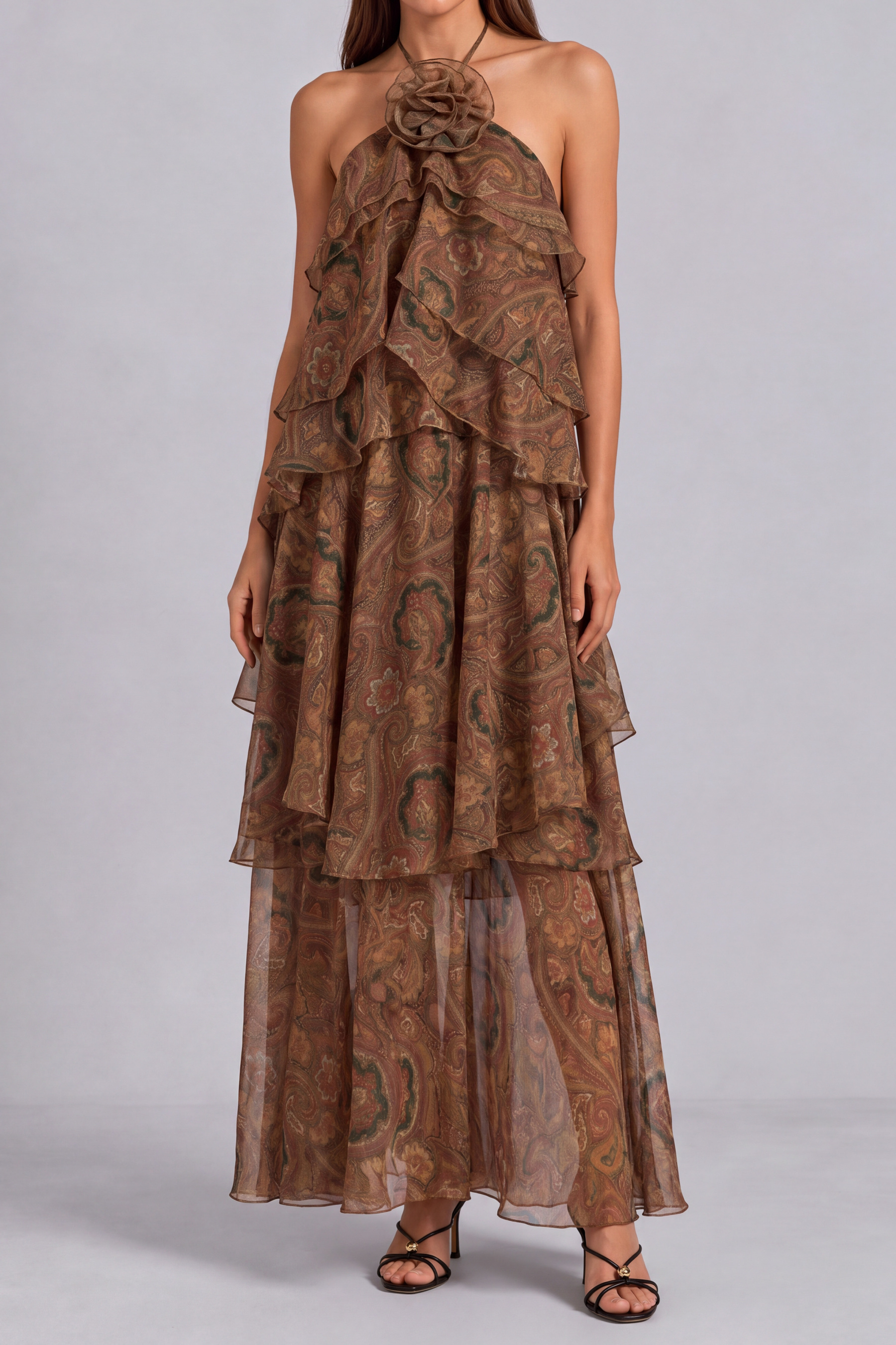 Whitney Flower Print Layer Maxi Dress