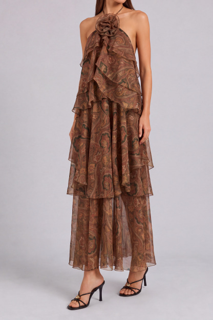 Whitney Flower Print Layer Maxi Dress