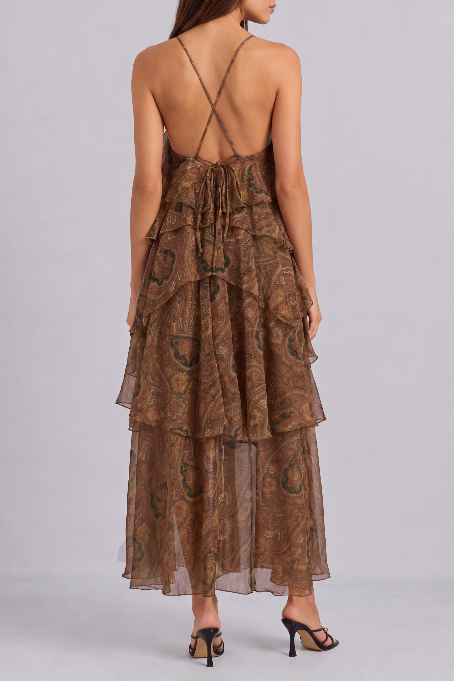 Whitney Flower Print Layer Maxi Dress