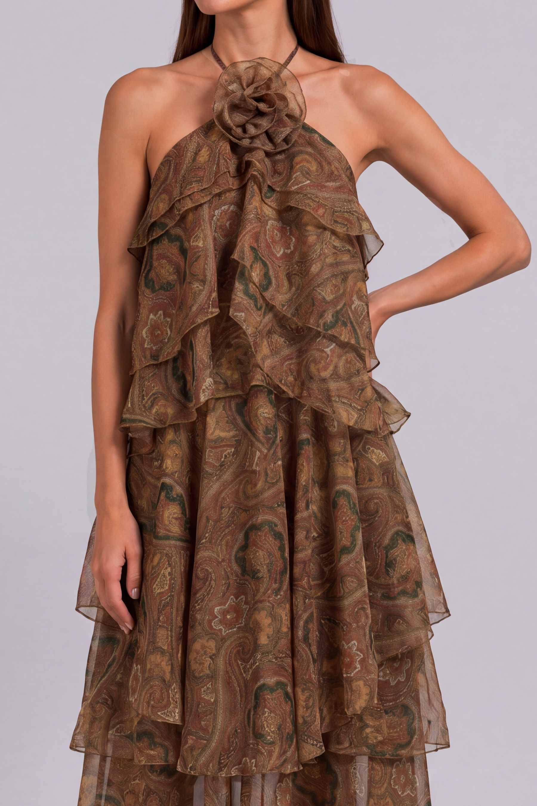 Whitney Flower Print Layer Maxi Dress