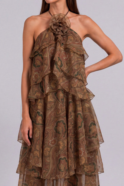 Whitney Flower Print Layer Maxi Dress