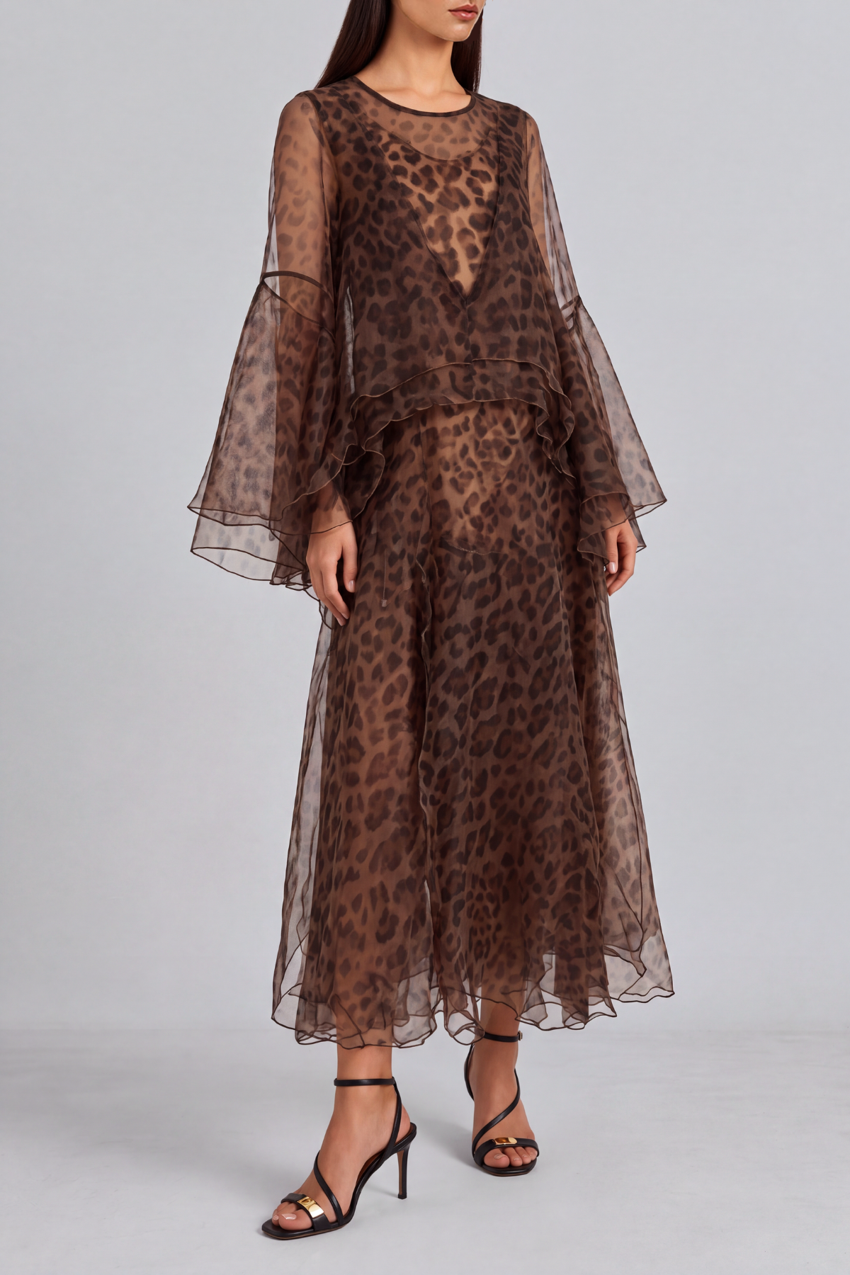 Wren Leopard Print Mesh Maxi Dress