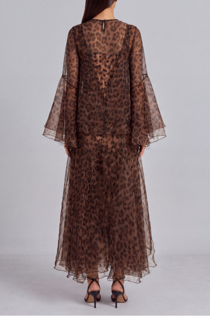 Wren Leopard Print Mesh Maxi Dress