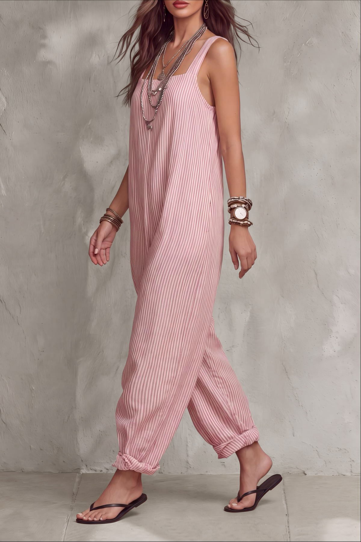 Xavyn Wide Strap Stripe Jumpsuit 