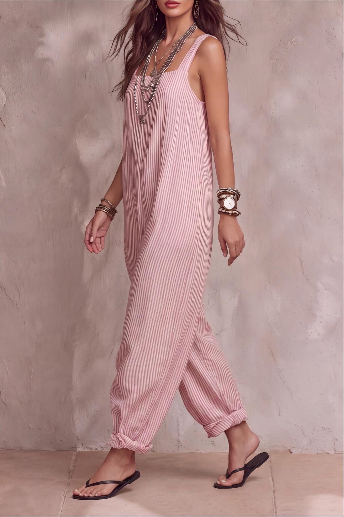 Xavyn Wide Strap Stripe Jumpsuit 